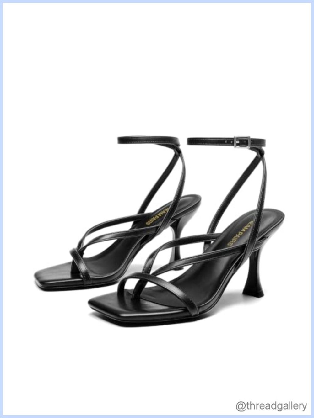 Strappy Thong Ankle Strap Kitten Heel Sandals Faux Leather Wedding